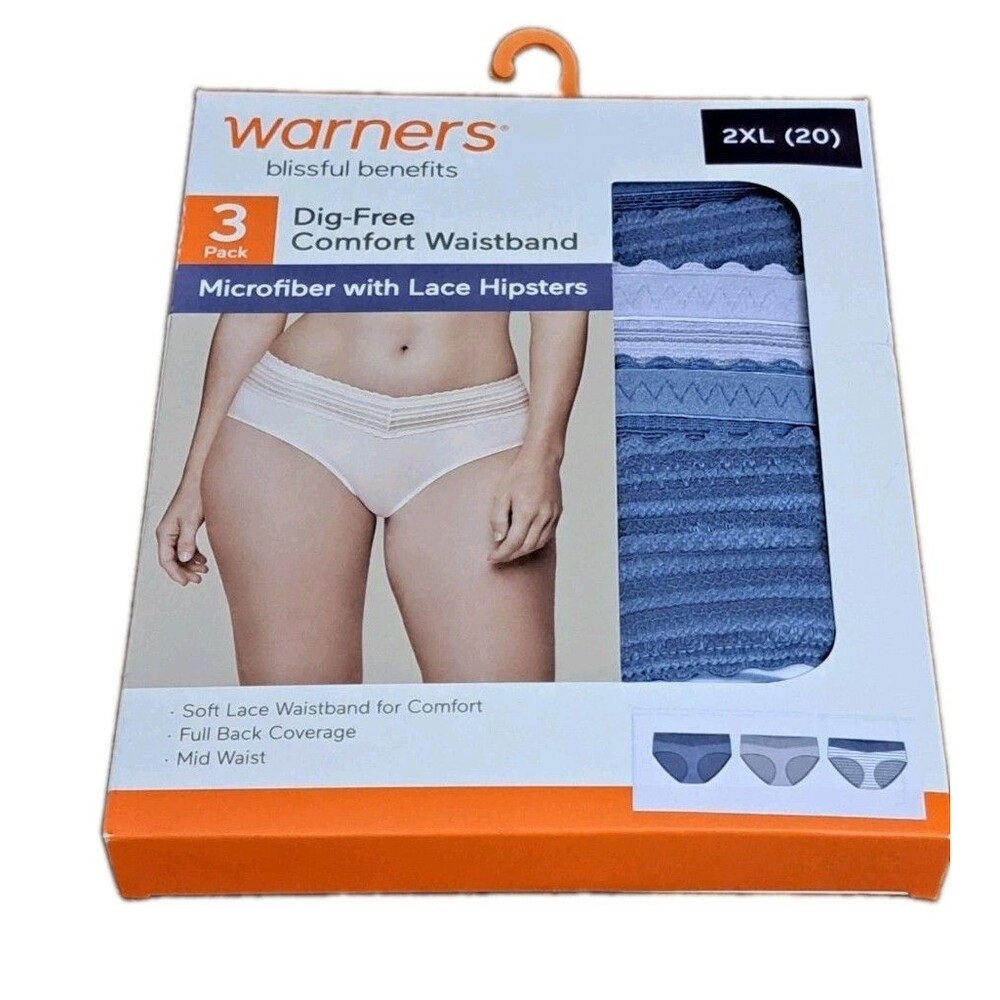 Warners 3 Pack Blissful Benefits Dig Free Comfort Waistband  2XL(20) NWT